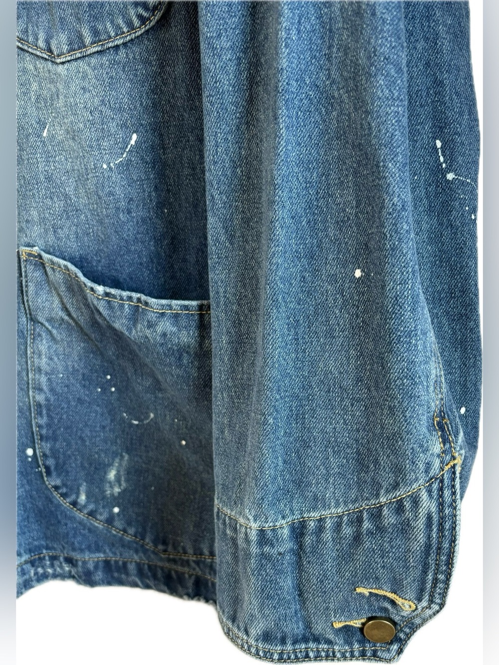 Found Blue Denim Button-Up Jacket with Patch Pockets - Picture 4 of 6